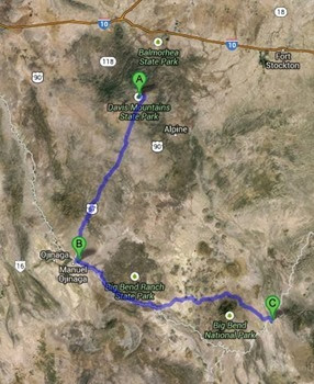 map to big bend 197 miles
