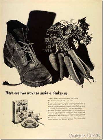 1942 Ad Kelloggs All Bran Cereal Proverb Colon Constipation Donkey