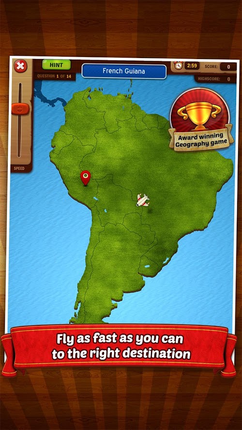 Android application GeoFlight South America screenshort