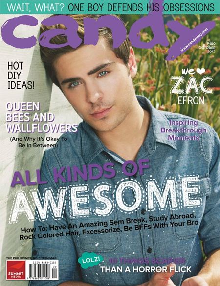 Zac Efron covers Candy Oct 2012