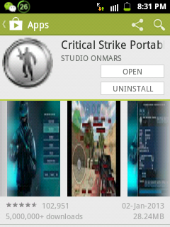 Galaxy pocket Games: counter strike on android
