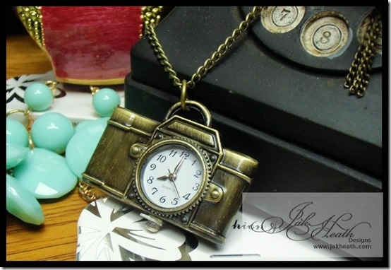 vintage camera clock necklace
