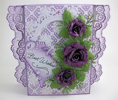 Purple Roses Wedding Card