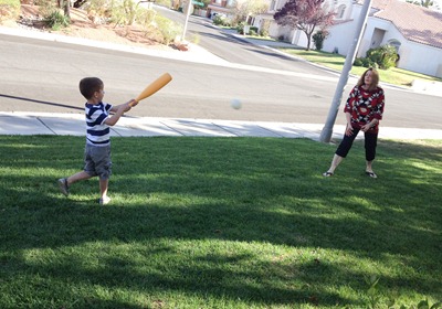 nate and gma playing baseball (1 of 1)