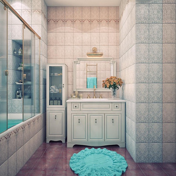 baños que combinan lo vintage con lo moderno