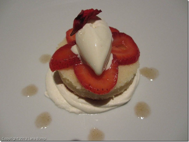 Strawberry shortcake with sour cream ice cream