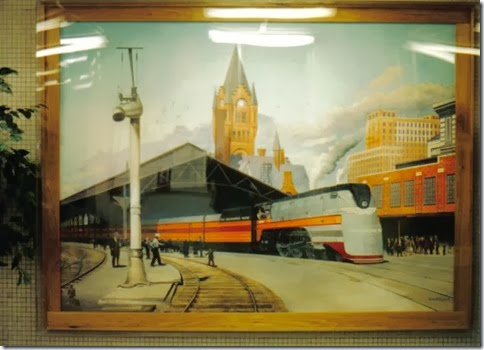 Painting in the Amtrak Station in Milwaukee, Wisconsin in May 2003
