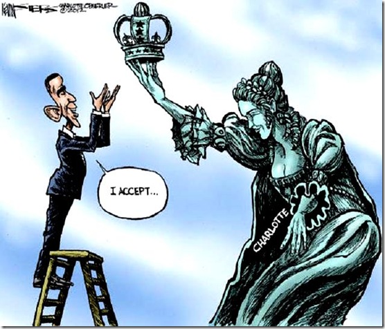 Lady Liberty offers crown to BHO