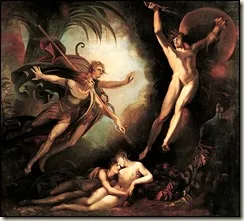 Fussli, Satan chassé du paradis par l'ange Ithuriel 
