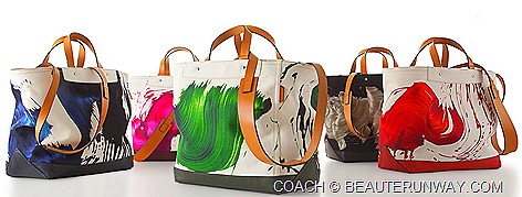COACH X JAMES NARES COLLECTION SPRING SUMMER 2012 black, blue, green, pink orange ARTISTIC ITALIAN CANVAS  LEATHER BAGS designer