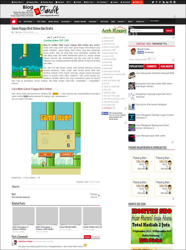 Game Flappy Bird Online dan Gratis   Blog Si Taufik -blogsitaufik.blogspot.com