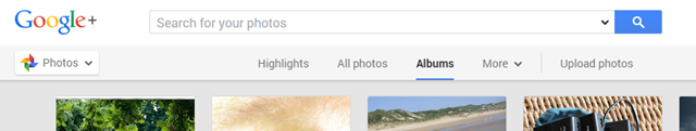 The Google+ Photos screen in a chrome browser