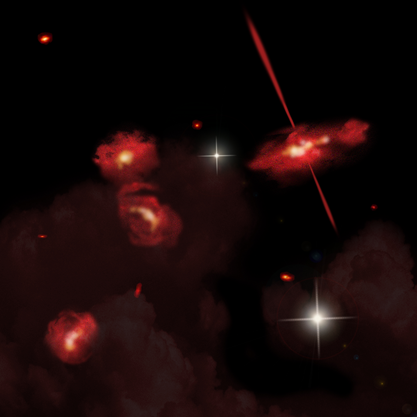 ilustração das galáxias extremamente vermelhas