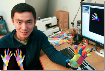 Robert Wang showing his 3D Gloves
