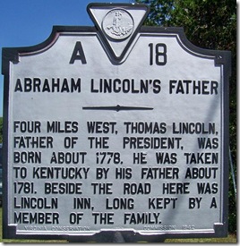 Abraham Lincoln's Father Marker A-18 in Rockingham Co. VA