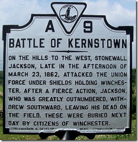 Battle of Kernstown marker A-9 in Frederick Count, VA