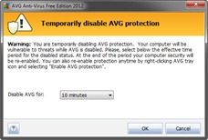 Mematikan antivirus AVG untuk sementara