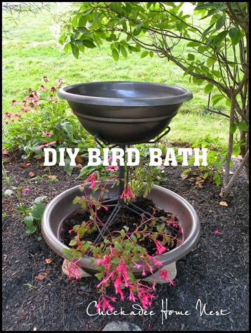 DIY Planter into bird bath @ Chickadee Home Nest