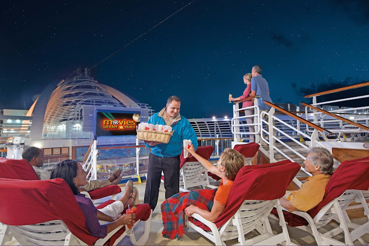Watch the latest films, family fare and sporting events on a 300-square-foot digital screen while relaxing at the pool under a backdrop of sea and stars on your Princess cruise.  

 

