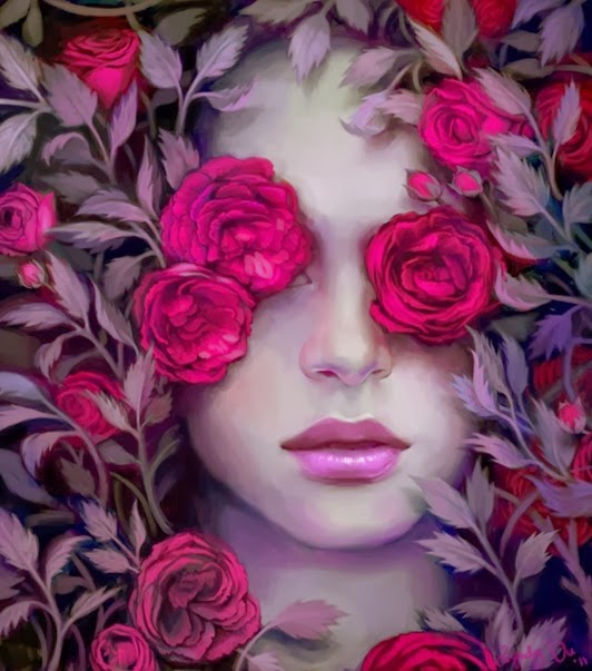 640x725_14607_Amelia_Garrick_s_Grave_2d_illustration_painting_portrait_flowers_girl_woman_roses_picture_image_digital_art