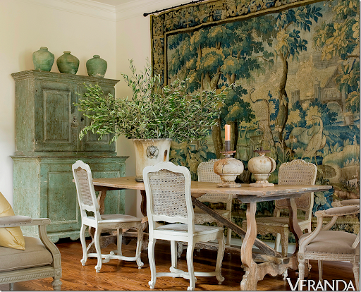 Antique Vintage Fleur de Tapestry Chair Arm Cover Pair EXQUISITE Believe Scenery 