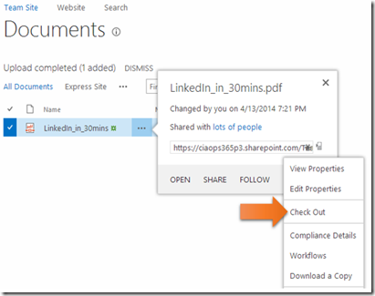 SharePoint Online Check in/Check out – CIAOPS