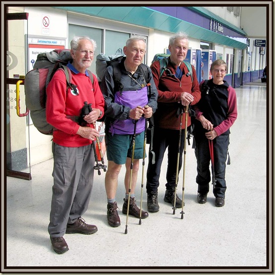 FRom R to L: Bernard Fowkes, John Towers, David Towers and Margaret Fowkes, at Inverness railway station on 8 May 2008
