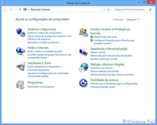 Novas opções foram adicionadas no Painel de Controle do Windows 8
