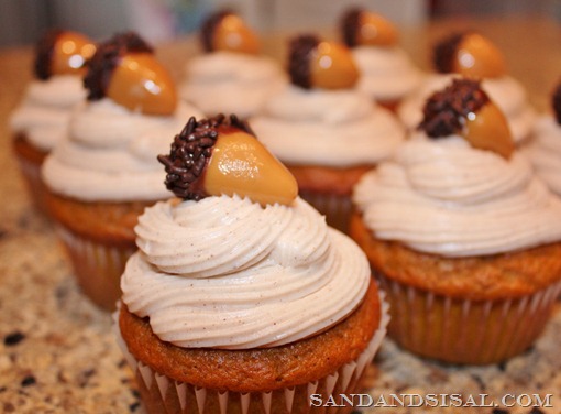 Pumpkin cupcakes with cinnamon creamcheese frosting