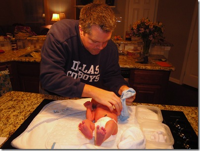 13.  Daddy giving Knox's first bath