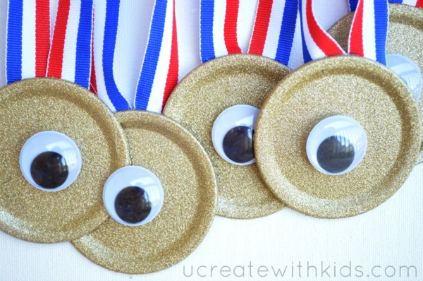 DIY Olympic Gold Medals googly eyes