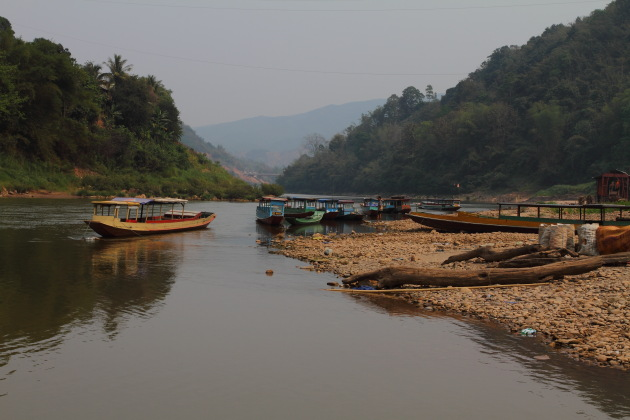 Boat Ferries on the Nam Ou river at Muang Khua, Laos