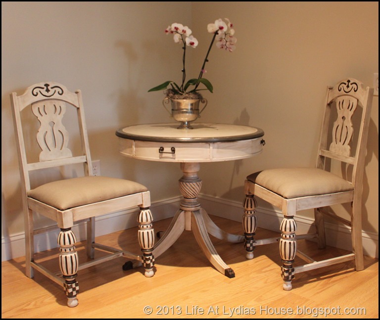 Mackenzie Childs table and chairs 1