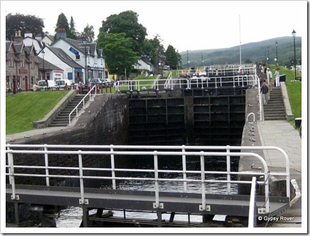 Staircase locks at Fort Augustus on the Caledonian canal.