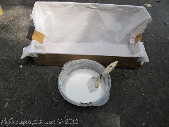 whitewash trough from a cardboard box