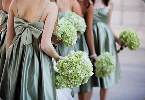 green hydrangea bridesmaids bouquets2 erin volante