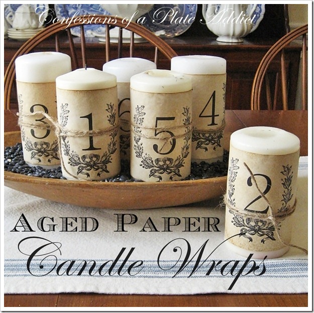 CONFESSIONS OF A PLATE ADDICT Aged Paper Candle Wraps