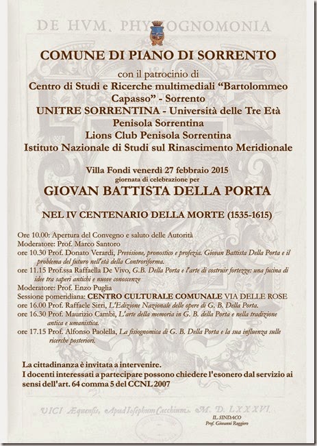 Manifesto Giornata per Giovan Battista Della Porta