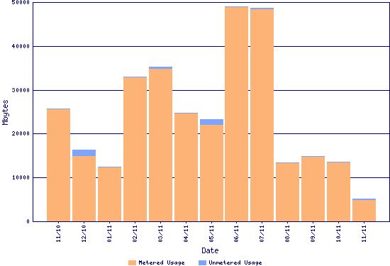 Monthly internetusage Graph of monthly internet usage