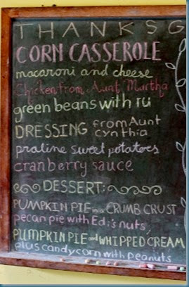 Thanksgiving menu chalkboard