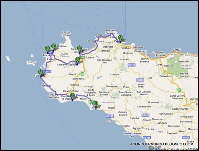 Ruta de Palermo a Sciacca