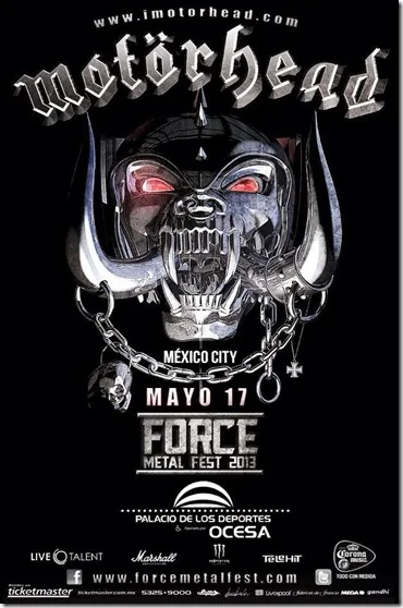 force metal fest motorhead en mexico 2013 cartele anthrax