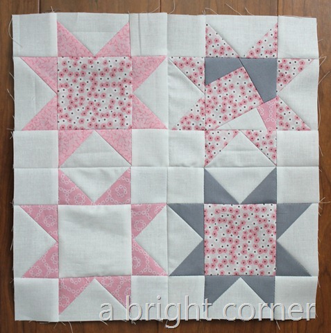 pink and gray sawtooth star block