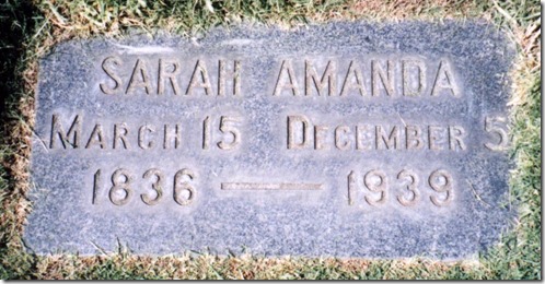 Sarah Amanda's Engle Grave Marker