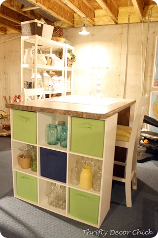 cubby craft storage table