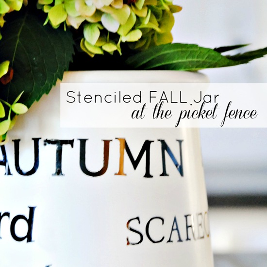 stenciled fall jar 