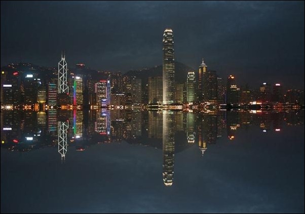 6. Hong Kong reflection in water