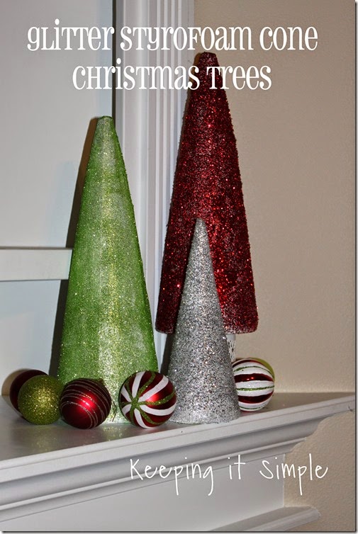 Glitter styrofoam cone Christmas Trees