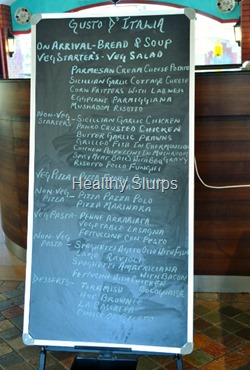 The chalk board menu