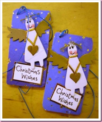 Wooden Christmas Tags with Angels